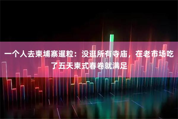 一个人去柬埔寨暹粒：没逛所有寺庙，在老市场吃了五天柬式春卷就满足