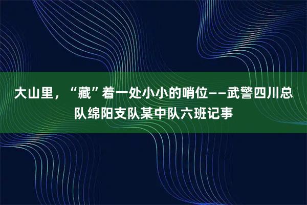 大山里，“藏”着一处小小的哨位——武警四川总队绵阳支队某中队六班记事